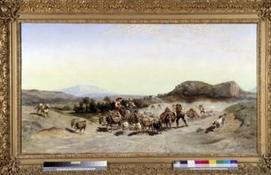 A montanha de Sainte Victoire e as transumâncias Pintura de Emile Loubon (1809-1863) 1847 Dim. 71x132 cm.