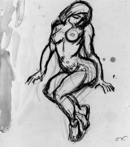 Modelo feminino sentado, virado para a esquerda. de Emile Othon Friesz