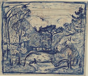 Skovinterieur med braendehugger. A Côte de Grace, Honfleur. de Emile Othon Friesz