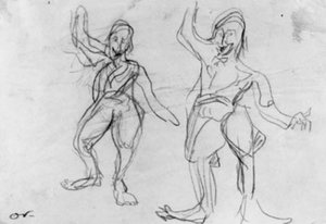Dois esboços de um palhaço dançando, Gork. de Emile Othon Friesz