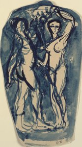 Duas figuras nuas em pé (Adão e Eva?).
