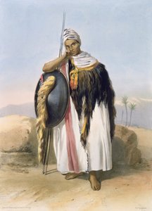 Guerreiro de Amhara, Etiópia, ilustração de &39;O vale do Nilo&39;, gravada por Adolphe Rouergue (1810-p.1870) pub. por Lemercier, 1848