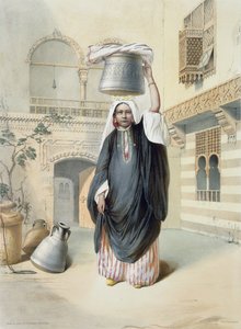 Menina árabe nova que retorna do Hammam no Cairo, ilustração "do vale do Nilo", gravado pelo bar de Emile Desmaisons (1812-80). por Lemercier, 1848