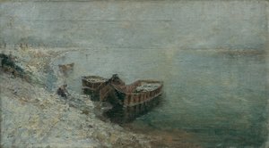 Barcos de pesca na margem do Danúbio