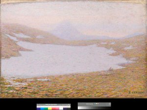 primavera nas altas montanhas (Montanhas na primavera) Pormenor Pintura de Emilio Longoni (1859-1932) 1912 Coleção particular de Emilio Longoni