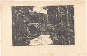 Ponte sobre um fosso numa floresta