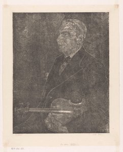 Retrato do pai do artista com violino de Emilius Wilhelmus Dehé (signed by artist)