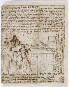 Papel diário, 1837 (caneta e tinta no papel) de Emily Bronte