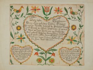 Fraktur - Certidão de Nascimento e Batismo de Emma M. Krumrine
