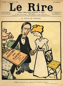 No dia anterior ao casamento, cartum da capa de &39;Le Rire&39;, 26 de agosto de 1899
