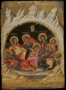 Os Sete Dorminhocos dos Éfesos (tempera de ovo no painel)
