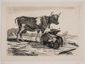 Duas vacas em uma paisagem de Emmerik Høegh Guldberg