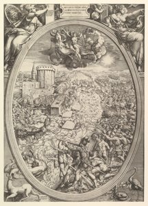 A Batalha de Mühlberg com o exército de Carlos V atravessando o rio Elba, 1551.