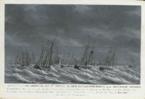 A Frota Batavian ao largo de Veere, 1800 de Engel Hoogerheyden