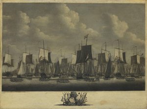 A Frota Saindo do Porto de Vlissingen, 1804 de Engel Hoogerheyden