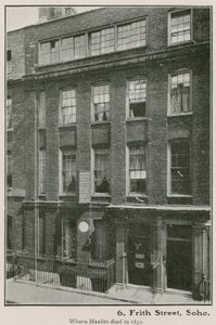 6 Frith Street, Soho, onde Haziltt morreu em 1830 de English Photographer
