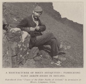 Um Fabricante de Antiguidades Bogus, fabricando Flint Arrow-Heads na Irlanda de English Photographer