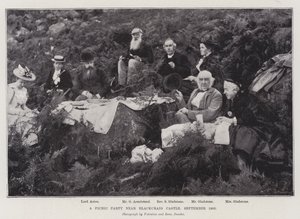 Uma festa de piquenique perto do Castelo Blackcraig, em setembro de 1893 de English Photographer