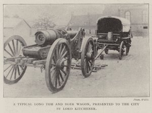Um típico Long Tom e Boer Wagon, apresentado à cidade por Lord Kitchener de English Photographer