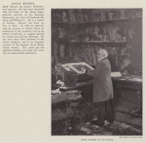 Adolf Menzel em seu estúdio de English Photographer