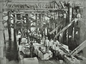 Ponte Blackfriars: trabalhadores da construção civil, 1869 de English Photographer