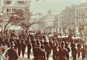 Túnel Blackwall: pagentria como o Príncipe de Gales, mais tarde o Rei Eduardo VII e a Princesa Alexandria assistem à abertura cerimonial do túnel, 1897 de English Photographer