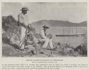 Marinheiros britânicos sinalizando pela Heliograph de English Photographer