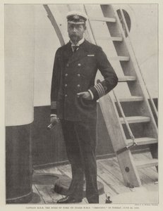 Capitão HRH o Duque de York a bordo do HMS Crescent, em Torbay, 25 de junho de 1898 de English Photographer