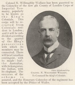 Coronel N Willoughby Wallace, para comandar os reis coloniais de English Photographer