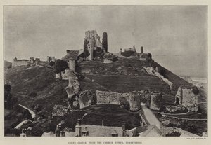 Castelo de Corfe, da torre da igreja, Dorsetshire