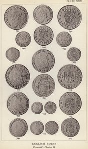 Moedas inglesas, Cromwell, Charles II (foto a p/b) de English Photographer