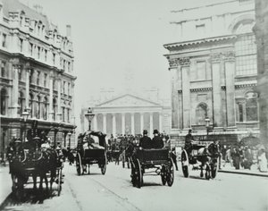 Da Queen Victoria Street até a Mansion House Street com Royal Exchange, cidade de Londres, 1895 de English Photographer