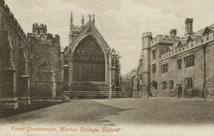Front Quad, Merton College, Oxford, Oxfordshire (foto a p/b) de English Photographer