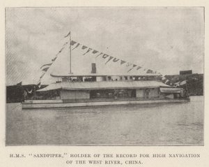 HMS Sandpiper, detentor do recorde de alta navegação do rio West, China de English Photographer