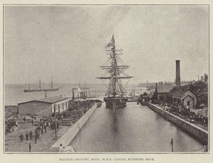 Doca de escavação de Halifax, HMS Canadá entrando em doca de English Photographer