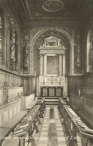 Interior, Capela do Pembroke College, Oxford, Oxfordshire (foto a p/b) de English Photographer
