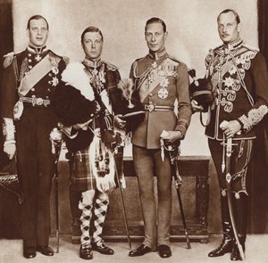 O Rei Eduardo VIII (segundo à esquerda) e os seus irmãos (fotografia a preto e branco) de English Photographer