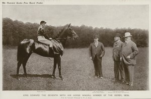 Rei Eduardo VII com o seu cavalo, Minoru, vencedor do Derby de English Photographer