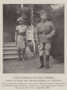Retrato mais recente de Lord Roberts, levado para fora de sua sede em Pretória de English Photographer
