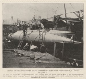 Lançamento do Primeiro Torpedo-Barco Submarino do Governo dos Estados Unidos, Adder, em 22 de julho de English Photographer