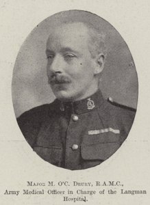 Major M OC Drury, RAMC, Oficial Médico do Exército encarregado do Hospital Langman de English Photographer