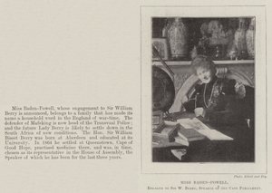 Miss Baden-Powell, contratada por Sir W Berry, presidente do Parlamento do Cabo de English Photographer
