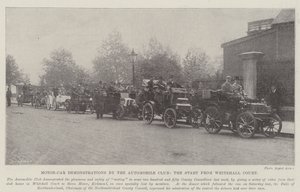 Demonstrações de automóvel-carro pelo automóvel clube, o início do Tribunal de Whitehall de English Photographer