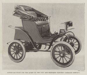 Motor-Car construído para a rainha pela cidade e empresa de transporte elétrico suburbano de English Photographer