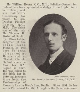 Sr. Dunbar Plunket Barton, QC, MP de English Photographer
