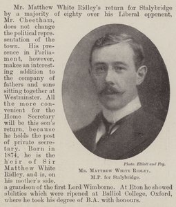 Sr. Matthew White Ridley, MP para Stalybridge