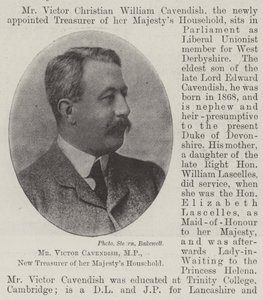 Sr. Victor Cavendish, MP, novo tesoureiro de sua Majestys Household de English Photographer