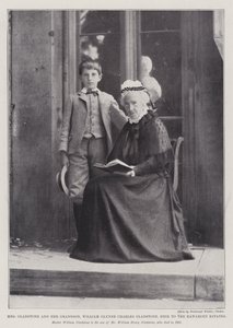 Sra. Gladstone e seu neto, William Glynne Charles Gladstone, herdeiro do Hawarden Estates de English Photographer