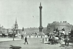 Coluna de Nelsons, Trafalgar Square, Westminster LB: olhando para o noroeste de Cockspur Street, 1898 de English Photographer
