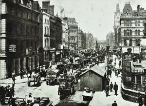 New Bridge Street, olhando para Ludgate Circus, cidade de Londres, 1890 de English Photographer